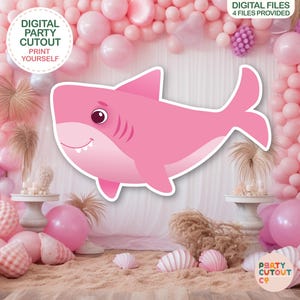 BIG CUTOUT Under the Sea Party Pink Shark Cutout Ocean Decoration Baby Shark Under the Ocean Party Decor Life Size Prop Standee Shark Decor