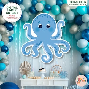 BIG CUTOUT Blue Octopus Cutout Under the Sea Party Ocean Decorations Octopus Under the Ocean Party Decor Life Size Cutout Standee Octopus