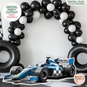 BIG CUTOUT Blue Racing Car Cutout Race Car Decoration Stand Up Prop Cutout Birthday Decor Blue Race Car Life Size Cutout Racing Car Party
