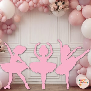 Recorte grande de bailarina para niña, decoración de bailarina, accesorio de ballet, bailarina en tutú rosa, recorte de pie para niñas, recorte de tamaño real para cumpleaños