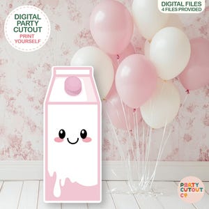 BIG CUTOUT Pink Milk Carton Cutout Milk Decoration Milk and Cookies Birthday Ideas Baby Shower Idea Sweet Treats Party Milk and Cookie Party