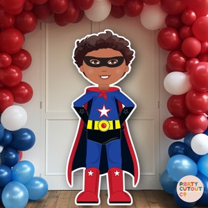 GRAN CUTOUT Fiesta de superhéroes Recorte de superhéroe Prop Superhéroe Niño Recorte Fiesta de superhéroes Decoración de fiesta de superhéroes Recorte de tamaño natural