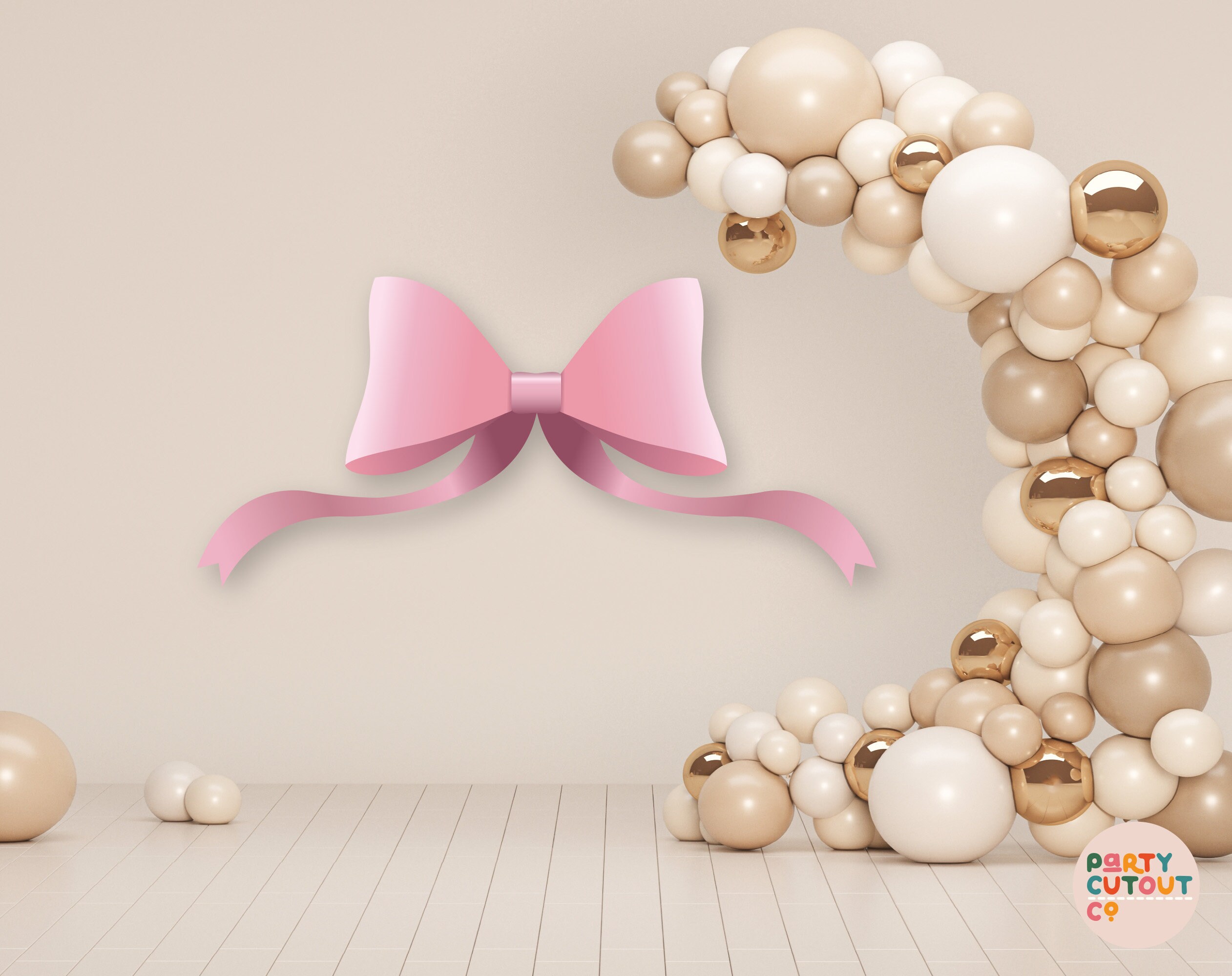 Pink Bow Party Decorations Kit - Photo Booth Props For Girls Birthday & Baby Shower Supplies