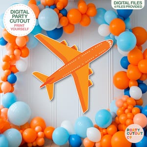 BIG CUTOUT Orange Plane Cutout Aircraft Props Plane Party Cutout Travel Theme Baby Shower Oh My Time Flies Aeroplane Adventure Awaits Cutout