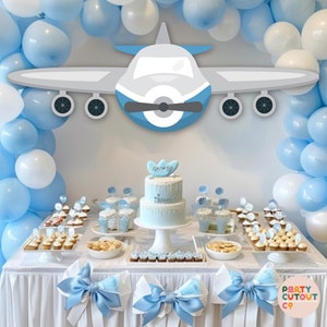BIG CUTOUT Blue Plane Cut Out Aircraft Props Plane Pilot Cutout Travel Theme Baby Shower Time Flies Aeroplane Adventure Awaits Jet Cutout