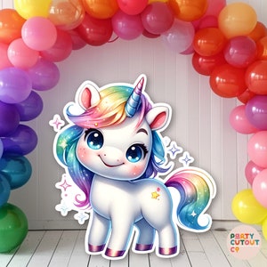 BIG CUTOUT Rainbow Unicorn Party Unicorn Decoration Rainbow Unicorn Baby Unicorn Watercolor Pony Party Life Size Cutout Standee