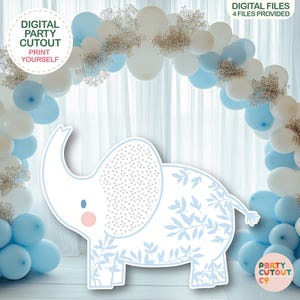 BIG CUTOUT Elephant Cutout Baby Shower Decoration Baby Elephant Decor Blue Elephant Boy Baby Shower Party Life Size Cutout Standee Elephant