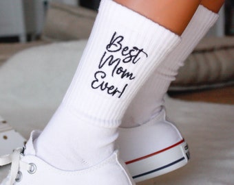 Custom Mother's Day Gifts Socks, Personalized Socks, Embroidered Crew Socks, Women's White Socks, Men's Dress Socks, Custom Name Socks