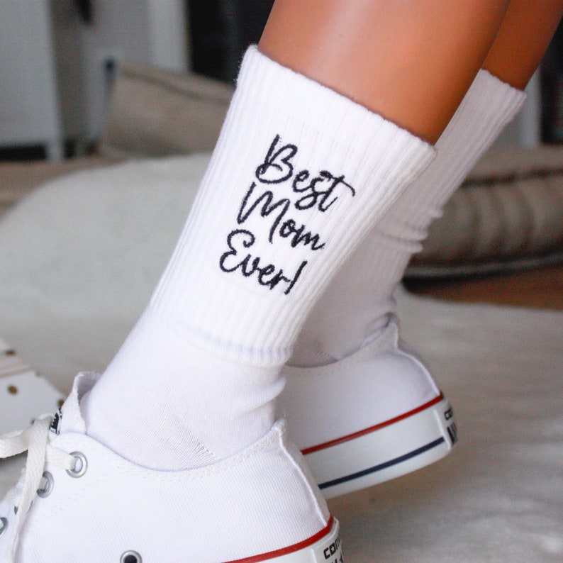 Custom Mother's Day Gifts Socks, Personalized Socks, Embroidered Crew Socks, Women's White Socks, Men's Dress Socks, Custom Name Socks