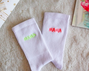 Custom Mother's Day Gifts Socks, Personalized Socks, Embroidered Crew Socks, Women's White Socks, Men's Dress Socks, Custom Name Socks