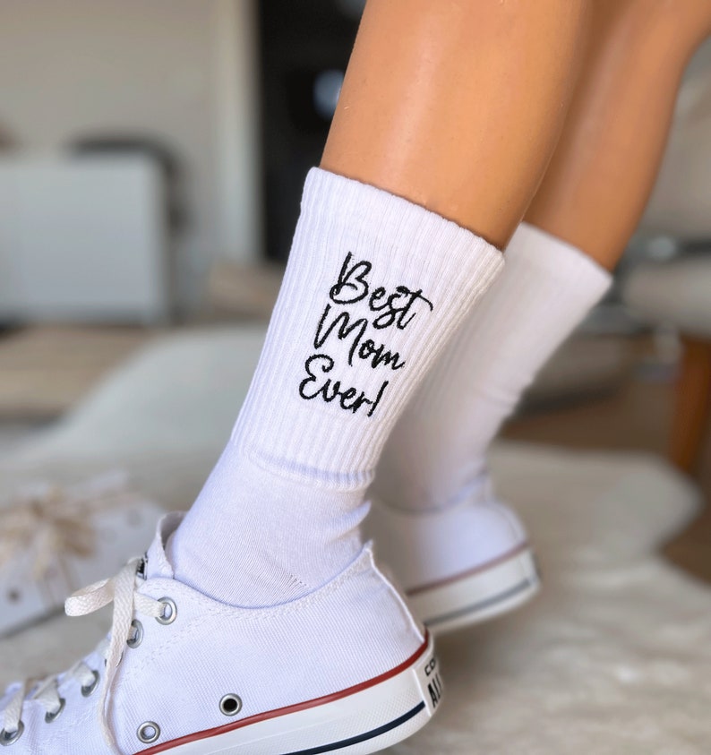 Custom Mother's Day Gifts Socks, Personalized Socks, Embroidered Crew Socks, Women's White Socks, Men's Dress Socks, Custom Name Socks