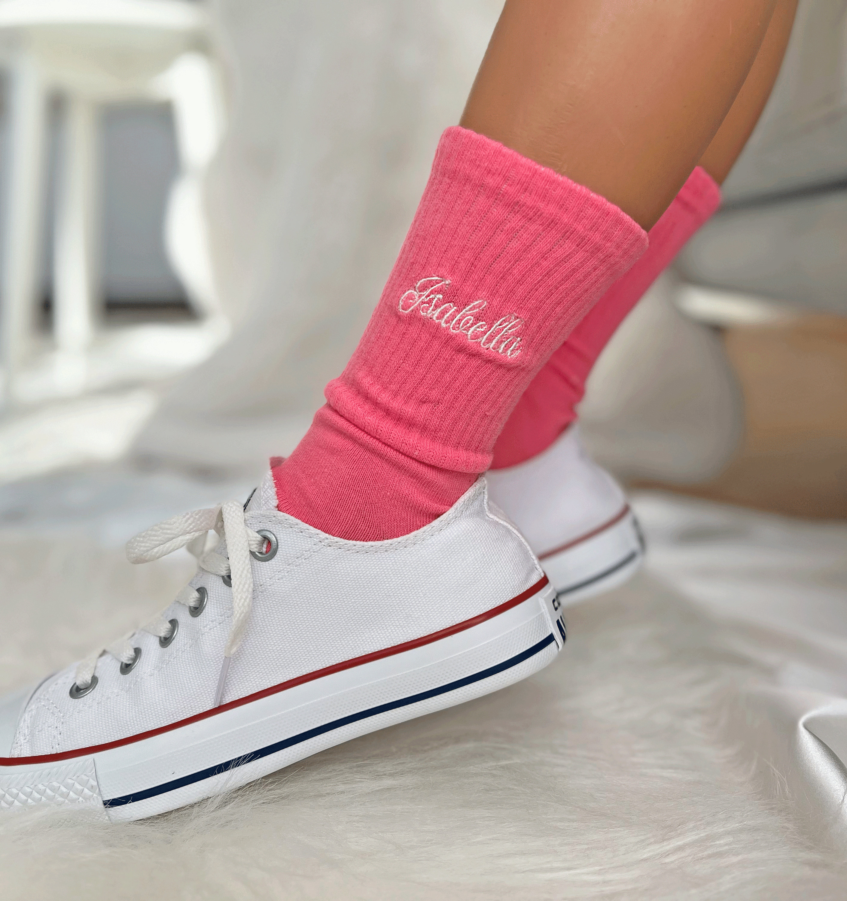 BROPAPA Damen Socken 6er Pack - Blumen Stickerei Socken Mit Spitzenrand Aus Baumwolle