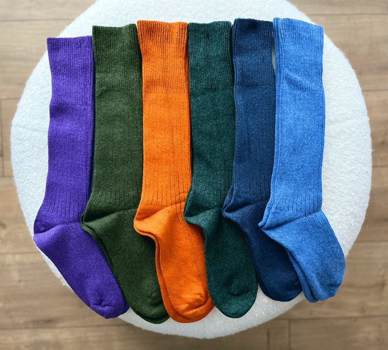 Sheep Wool Socks, Premium Thigh High Socks Wool, Colorful Socks, Diabetic Wool Socks, Cozy Socks, Casual Socks, Soft Socks, Girlfriend Socks image 2