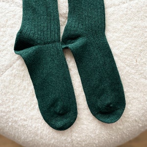 Sheep Wool Socks, Premium Thigh High Socks Wool, Colorful Socks, Diabetic Wool Socks, Cozy Socks, Casual Socks, Soft Socks, Girlfriend Socks Petrol Green Socks