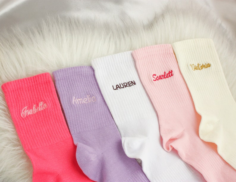 Personalized Colorful Name Socks, Custom Embroidered Socks, Premium Socks Womens, Cotton Socks, Cool Socks, Customizable Socks, Cozy Sock image 2