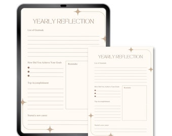 Yearly Reflection Journal, A4 Printable Template (Digital Download)