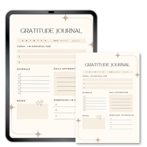 Printable Gratitude Journal, Daily Gratitude Journal Printable, GoodNotes, Digital Journal, Mental Health Planner, Self Care and Mindfulness