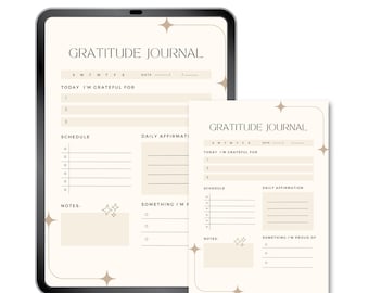 Printable Gratitude Journal, Daily Gratitude Journal Printable, GoodNotes, Digital Journal, Mental Health Planner, Self Care and Mindfulness