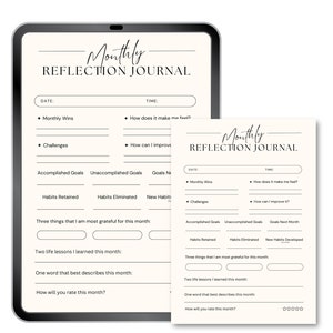 Monthly Reflection Printable Planner, Monthly Reviews, Monthly Evaluation, Monthly Summary, Insert Template, A4 Size, Digital Planner Print