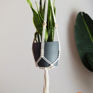 Boho Hanging Planter, Hanging planter with woven rope