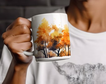 Pressed Autumn Forest Mug, Nature Coffee Mug, Vintage Tea Cup, Nature Mug, Nature Lover, Autumn Lover, Fall Lover, Forest Lover