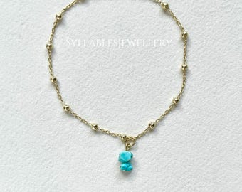 Beaded Chain Bracelet, Satellite Chain, Delicate Bracelet, Beaded Ball Bracelet, Elegant Chain Bracelet, Unique Gift for Her