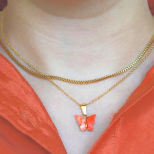 Butterfly Jewelry Necklace Orange Butterfly Gold Butterfly necklace SET Wing Choker Waterproof Birthday Gift Jewelry Her Girl Teenager Women