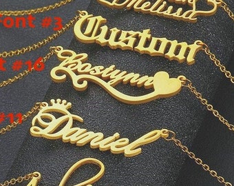 Collar de nombre personalizado, colgante personalizado relleno de oro, collar de placa de nombre de escritura a mano de fuente cursiva, regalo de Navidad de cumpleaños de joyería personalizada