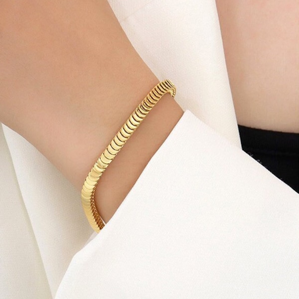 14K Gold Snake Bracelet, Snake Set Jewelry Special Centipede Snake Herringbone Chain Adjustable Bracelet Anklet Choker Gift Women Bracelet