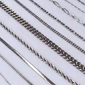 Silver Chain Man Necklace Miami Curb Twist Chain Herringbone Necklaces for Women Men Rope Dainty Chunky Christmas Gift Dad Father WATERPROOF