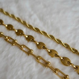 Gold Coffee Shaped Chain Anklet, Thick Strong Stainless Steel Jewelry, Chain Link Choker Bracelet Set, Gift Waterproof Anklet Gift For Women
