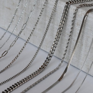 Silver Chain Necklace, Chain Twist Chain Herringbone Necklaces for Women Men, Twist Rope Dainty Snake Kids Waterproof Gift Dad Father Him