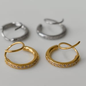 Gold - Silver Filled Waterproof Double Piercing Hoop Earrings Vintage Jewelry Waterproof Earrings Handmade Jewelry Friend Gift Hoop Earrings