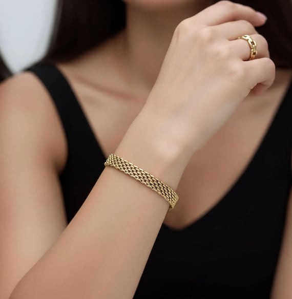 Gold or Silver Watch Band Chain Bracelet Set Couple Love Jewelry High Quality non Tarnish Waterproof Best Gift For Her Him Mom Valentine