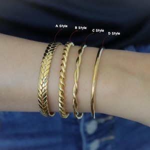 Manchette réglable en or 18 carats Bracelet en acier inoxydable Bracelet manchette ouverte Bracelet bijoux Bracelet femme cadeau en or bracelet maman