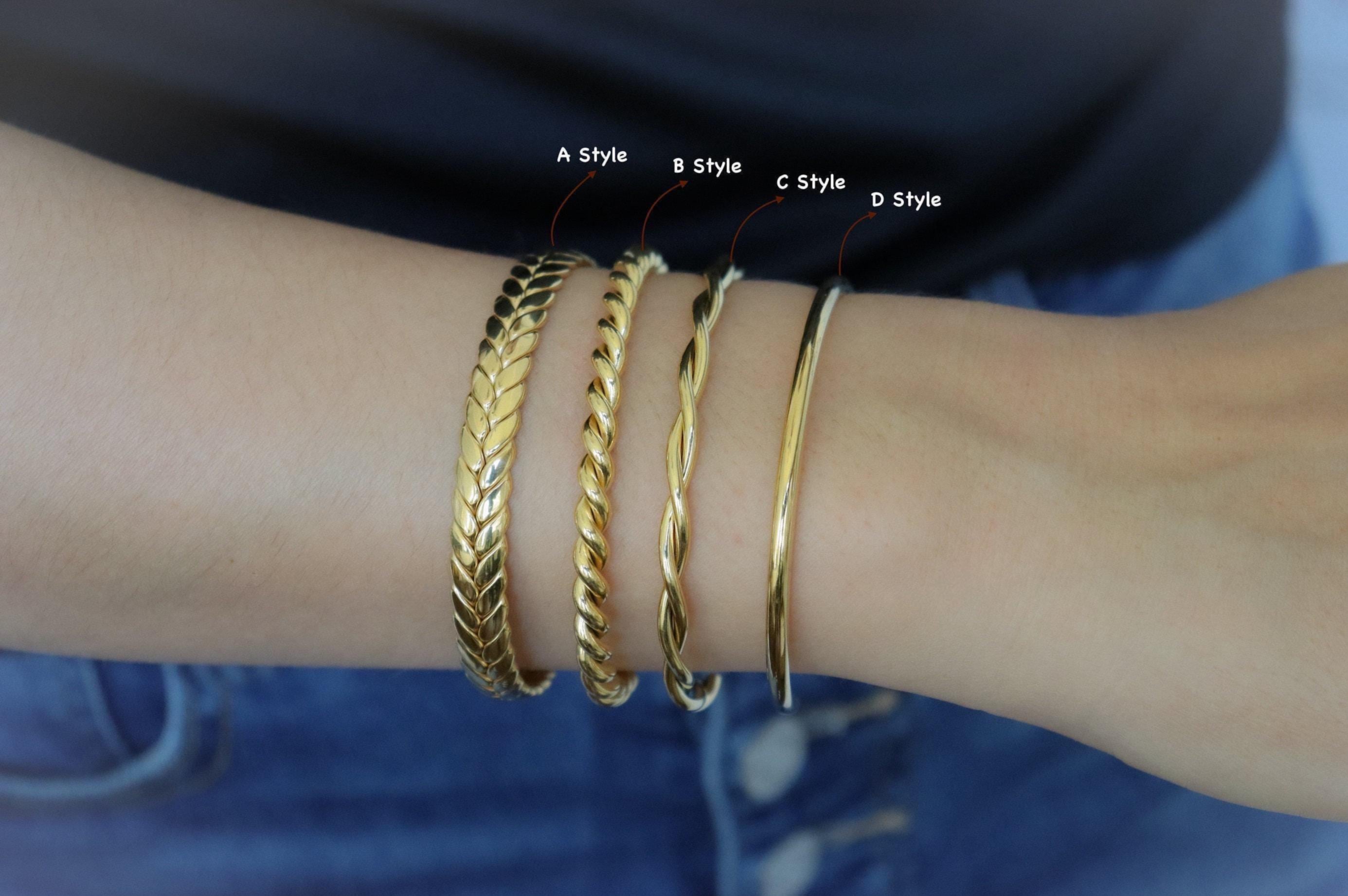 Bracelet Jonc Manchette Doré Femme – Bijoux Mode Bohème – Ajustable