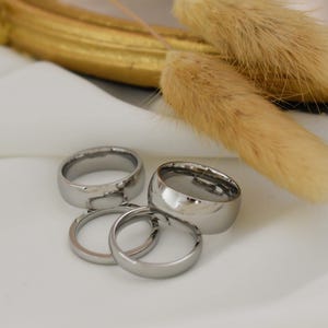 Silver Classic Band Rings, Gold Filled Wedding Band, Statement Silver Band Rings, Couples Rings, Men Band Rings Personalized WATERPROOF Gift