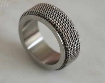 Sterling Silver Spinner Rings Dad, Silver Men Rings, Fidget Ring Man, Black Band Rings, Fidget Ring For Women,Couple Rings,Spinner Ring dad