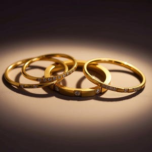 Minimalist Rings Set 18K Gold Solitaire Promise Rings, Band Stacked Rings Vintage Jewelry Sparkly Stone Multiple Stone Three 3 Stone Ring