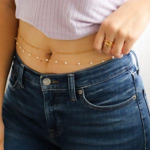 18K Gold Waist Belly Chain Jewelry Summer Pool Bikini Body Chain Gold Chain Swimwear Waist Chain Non Tarnish Women Jewelry gift girls mom