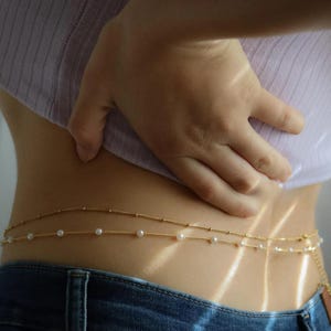 18K Gold Waist Belly Chain Jewelry Summer Pool Bikini Body Chain Gold Chain Swimwear Waist Chain Non Tarnish Women Jewelry gift girls mom