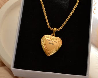 Collar con medallón de corazón de oro de 18 quilates, medallón de corazón relleno de oro, collar de oro con foto dentro, collar con foto, amor de madre, regalos de Navidad para mujer