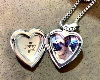Custom Silver Necklace Heart Locket Necklace, Custom Engraved Necklace Dog Photo Necklace Personalized Gifts Gift for Mom Christmas Necklace