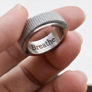 Spinner Rings, Fidget Spinner Rings, Custom Name Rings, Silver Men Rings, Black Band Rings, Couple Rings, Spinner WATERPROOF Rings,Gift Ring