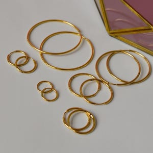 Gold Filled Hoop Earrings, Small-Large-Big Dainty Hoop Earrings, Waterproof Gold Non-Tarnish Hoop Earring, Thin Minimalist Jewelry Gift