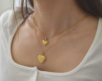 Sparkly Gold Heart Locket Necklaces Custom Heart Locket Necklace Silver Heart Locket Necklace, Personalized Gifts Necklace, Gift for Mom