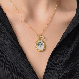 Birthday Floral Necklace, Mom Gift Necklace, Birth Flower Necklace, Gold Filled Birth Flower Necklace, Mother of Pearl Scorpio Pendant Chain