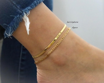 Tobillera de cadena de serpiente, delicada tobillera para mamá, tobillera para mujer, tobillera impermeable, cadena de oro, tobillera con cuentas y perla chapada en oro.