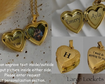 Heart Picture Locket Personalized Necklace, Gold Heart Necklace, Heart Locket Pendant, Valentines Day Gift Woman, Love pendant, Mother Gift