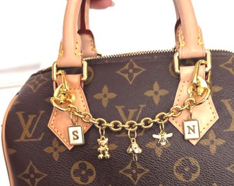 Custom Bag Charm, GOLD Purse Chain with Multi Charm, Women Handbag Charms, Bag Accessories Locket Birthstone Initial Charm